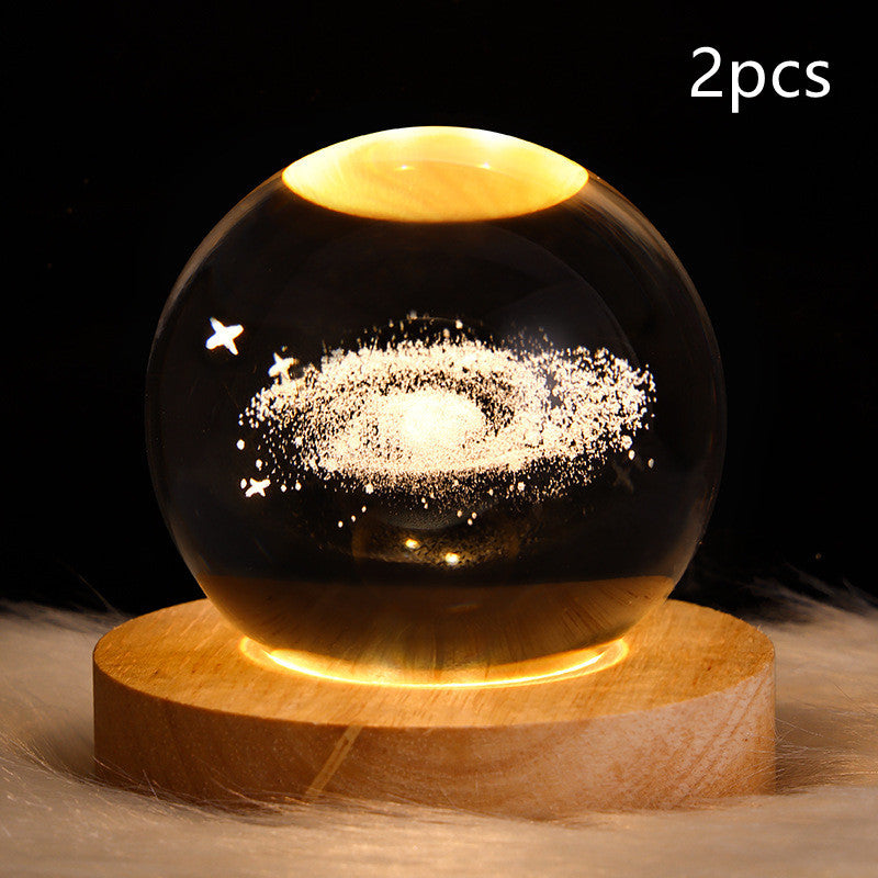 LED Night Light Galaxy Crystal Ball Table Lamp 3D Planet Moon Lamp Bedroom Home Decor For Kids Party Children Birthday Gifts