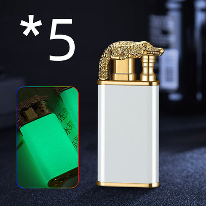 Creative Blue Flame Lighter Dolphin Dragon Tiger Double Fire Metal Winproof Lighter Inflatable Lighter